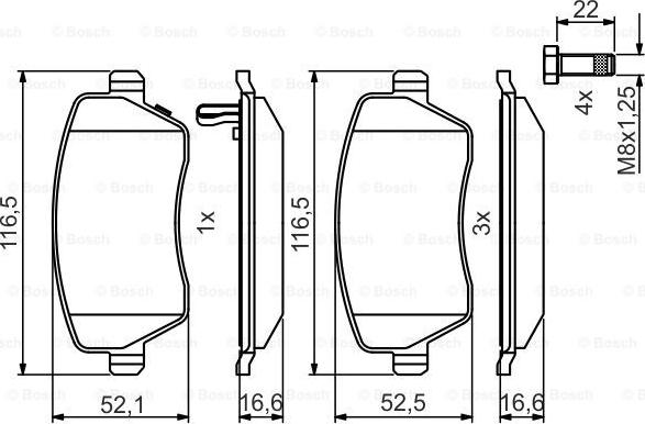 BOSCH 0986495485 - Bremžu uzliku kompl., Disku bremzes www.autospares.lv