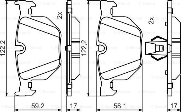 BOSCH 0 986 495 481 - Bremžu uzliku kompl., Disku bremzes www.autospares.lv