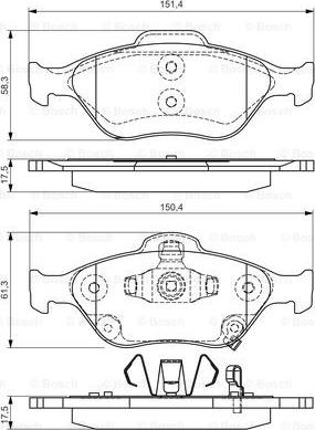 BOSCH 0 986 495 093 - Bremžu uzliku kompl., Disku bremzes autospares.lv