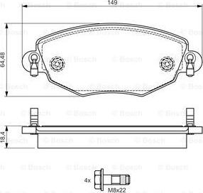 BOSCH 0 986 495 050 - Bremžu uzliku kompl., Disku bremzes autospares.lv