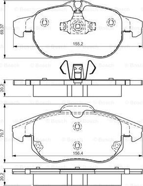 BOSCH 0 986 495 053 - Bremžu uzliku kompl., Disku bremzes autospares.lv