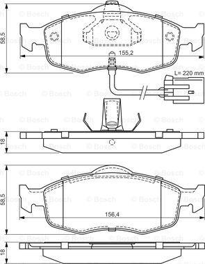 BOSCH 0 986 495 003 - Bremžu uzliku kompl., Disku bremzes autospares.lv