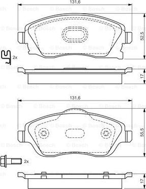 BOSCH 0 986 495 014 - Bremžu uzliku kompl., Disku bremzes www.autospares.lv