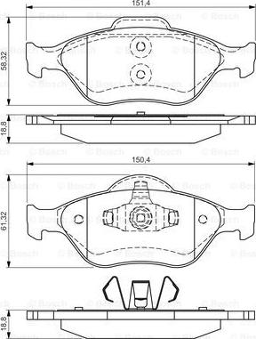 BOSCH 0 986 495 017 - Bremžu uzliku kompl., Disku bremzes autospares.lv