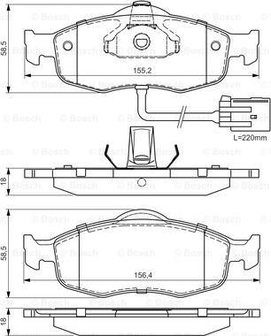 BOSCH 0 986 495 028 - Bremžu uzliku kompl., Disku bremzes www.autospares.lv