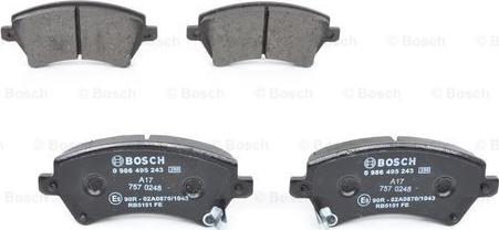 BOSCH 0 986 495 243 - Bremžu uzliku kompl., Disku bremzes www.autospares.lv