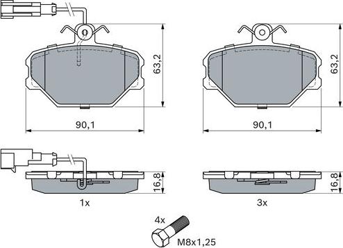 BOSCH 0 986 491 050 - Тормозные колодки, дисковые, комплект www.autospares.lv