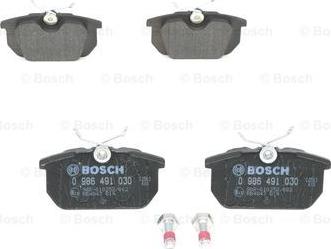 BOSCH 0 986 491 030 - Тормозные колодки, дисковые, комплект www.autospares.lv