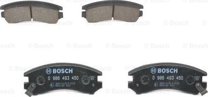 BOSCH 0 986 493 450 - Тормозные колодки, дисковые, комплект www.autospares.lv