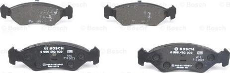 BOSCH 0 986 492 020 - Bremžu uzliku kompl., Disku bremzes www.autospares.lv