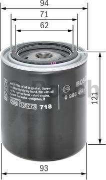 BOSCH 0 986 452 005 - Eļļas filtrs www.autospares.lv