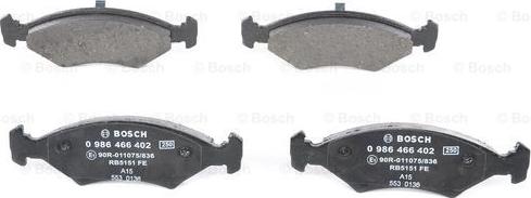 BOSCH 0 986 466 402 - Bremžu uzliku kompl., Disku bremzes www.autospares.lv