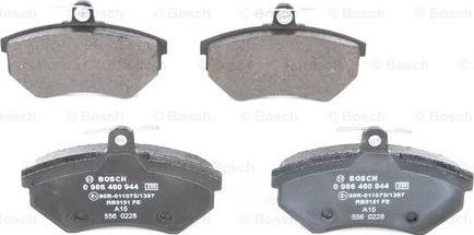 BOSCH 0 986 460 944 - Тормозные колодки, дисковые, комплект www.autospares.lv