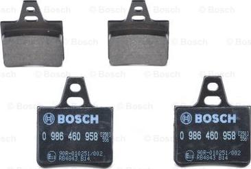 BOSCH 0 986 460 958 - Bremžu uzliku kompl., Disku bremzes www.autospares.lv