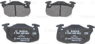 BOSCH 0 986 460 983 - Тормозные колодки, дисковые, комплект www.autospares.lv