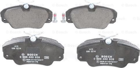 BOSCH 0 986 460 939 - Brake Pad Set, disc brake www.autospares.lv