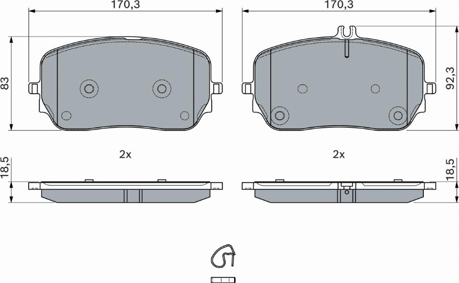 BOSCH 0 986 460 036 - Bremžu uzliku kompl., Disku bremzes www.autospares.lv