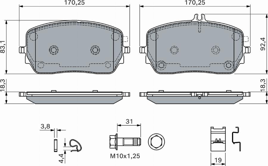 BOSCH 0 986 460 146 - Bremžu uzliku kompl., Disku bremzes www.autospares.lv