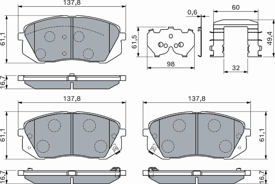 BOSCH 0 986 460 169 - Bremžu uzliku kompl., Disku bremzes www.autospares.lv