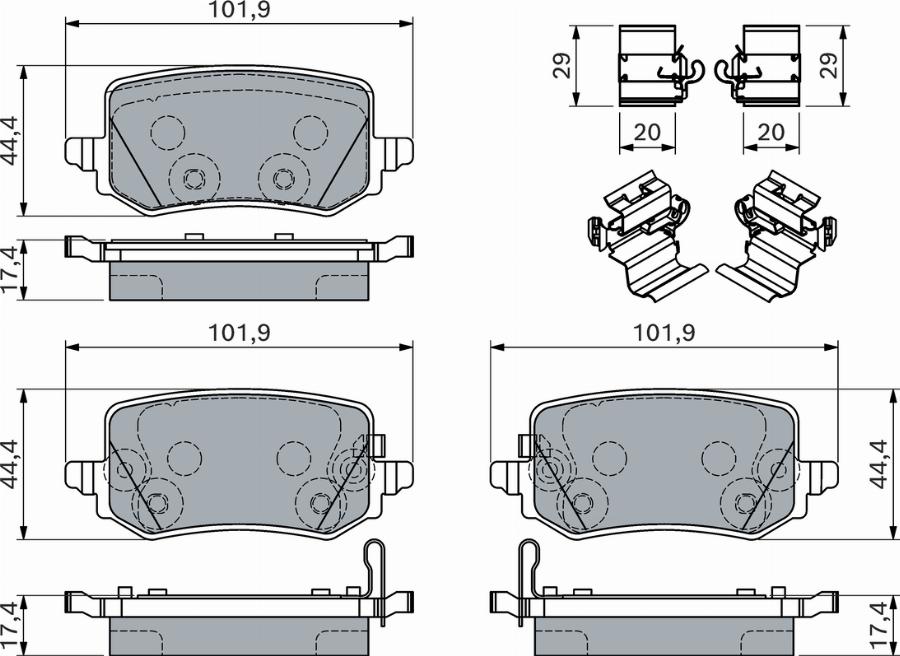 BOSCH 0 986 460 161 - Bremžu uzliku kompl., Disku bremzes www.autospares.lv