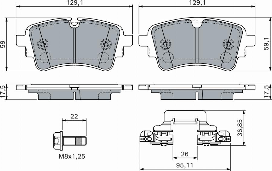 BOSCH 0 986 460 174 - Bremžu uzliku kompl., Disku bremzes www.autospares.lv