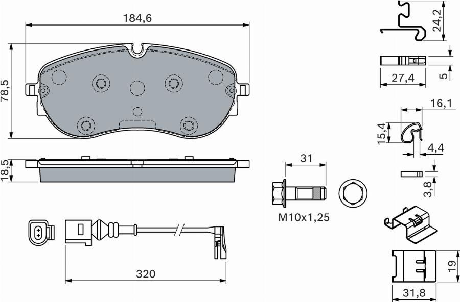 BOSCH 0 986 460 178 - Bremžu uzliku kompl., Disku bremzes www.autospares.lv