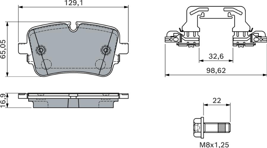 BOSCH 0 986 460 173 - Bremžu uzliku kompl., Disku bremzes www.autospares.lv