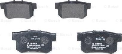 BOSCH 0 986 461 006 - Brake Pad Set, disc brake www.autospares.lv