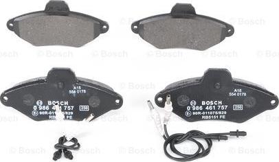 BOSCH 0 986 461 757 - Тормозные колодки, дисковые, комплект www.autospares.lv