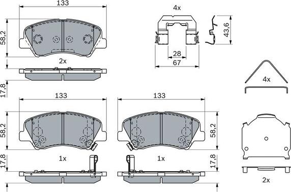 BOSCH 0 986 424 951 - Bremžu uzliku kompl., Disku bremzes www.autospares.lv