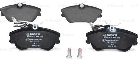 BOSCH 0 986 424 451 - Bremžu uzliku kompl., Disku bremzes autospares.lv