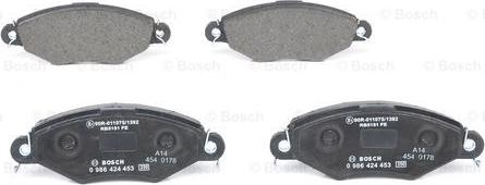 BOSCH 0 986 424 453 - Тормозные колодки, дисковые, комплект www.autospares.lv