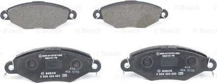 BOSCH 0 986 424 453 - Тормозные колодки, дисковые, комплект www.autospares.lv