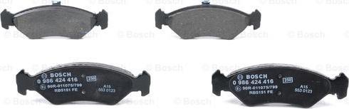 BOSCH 0 986 424 416 - Bremžu uzliku kompl., Disku bremzes www.autospares.lv