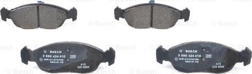 BOSCH 0 986 424 410 - Bremžu uzliku kompl., Disku bremzes www.autospares.lv