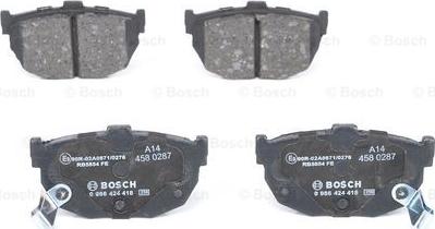 BOSCH 0 986 424 418 - Тормозные колодки, дисковые, комплект www.autospares.lv