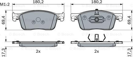 BOSCH 0 986 424 436 - Bremžu uzliku kompl., Disku bremzes www.autospares.lv