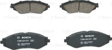 BOSCH 0 986 424 474 - Bremžu uzliku kompl., Disku bremzes www.autospares.lv