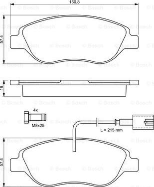 BOSCH 0 986 424 595 - Bremžu uzliku kompl., Disku bremzes autospares.lv