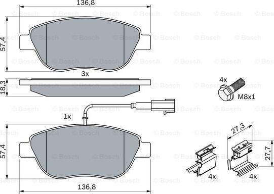 BOSCH 0 986 424 596 - Brake Pad Set, disc brake www.autospares.lv