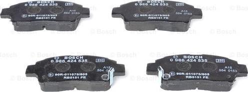 BOSCH 0 986 424 535 - Brake Pad Set, disc brake www.autospares.lv