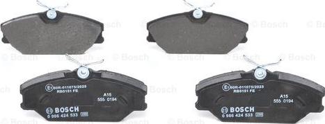 BOSCH 0 986 424 533 - Bremžu uzliku kompl., Disku bremzes www.autospares.lv