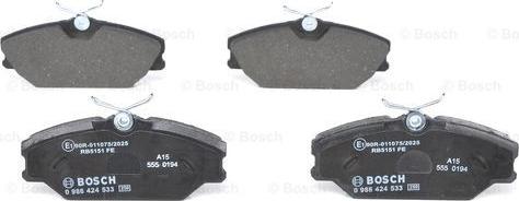 BOSCH 0 986 424 533 - Bremžu uzliku kompl., Disku bremzes autospares.lv