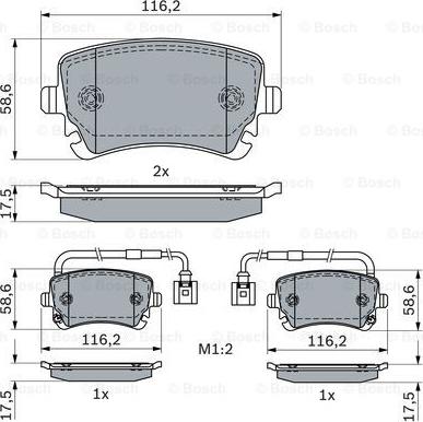 BOSCH 0 986 424 057 - Bremžu uzliku kompl., Disku bremzes www.autospares.lv