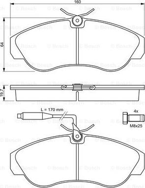 BOSCH 0 986 424 031 - Bremžu uzliku kompl., Disku bremzes www.autospares.lv