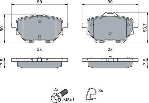 BOSCH 0 986 424 853 - Bremžu uzliku kompl., Disku bremzes www.autospares.lv