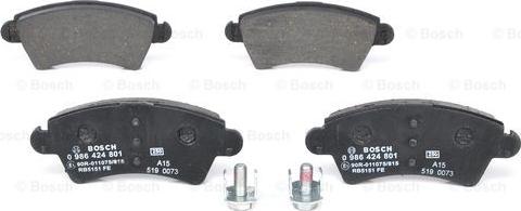 BOSCH 0 986 424 801 - Bremžu uzliku kompl., Disku bremzes autospares.lv