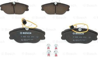 BOSCH 0 986 424 374 - Тормозные колодки, дисковые, комплект www.autospares.lv