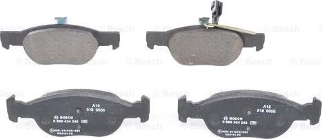 BOSCH 0 986 424 246 - Тормозные колодки, дисковые, комплект www.autospares.lv