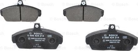 BOSCH 0 986 424 214 - Bremžu uzliku kompl., Disku bremzes www.autospares.lv